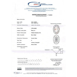 Bague jonc en or blanc, diamant ovale 2,29 cts, H/SI1 - Castafiore