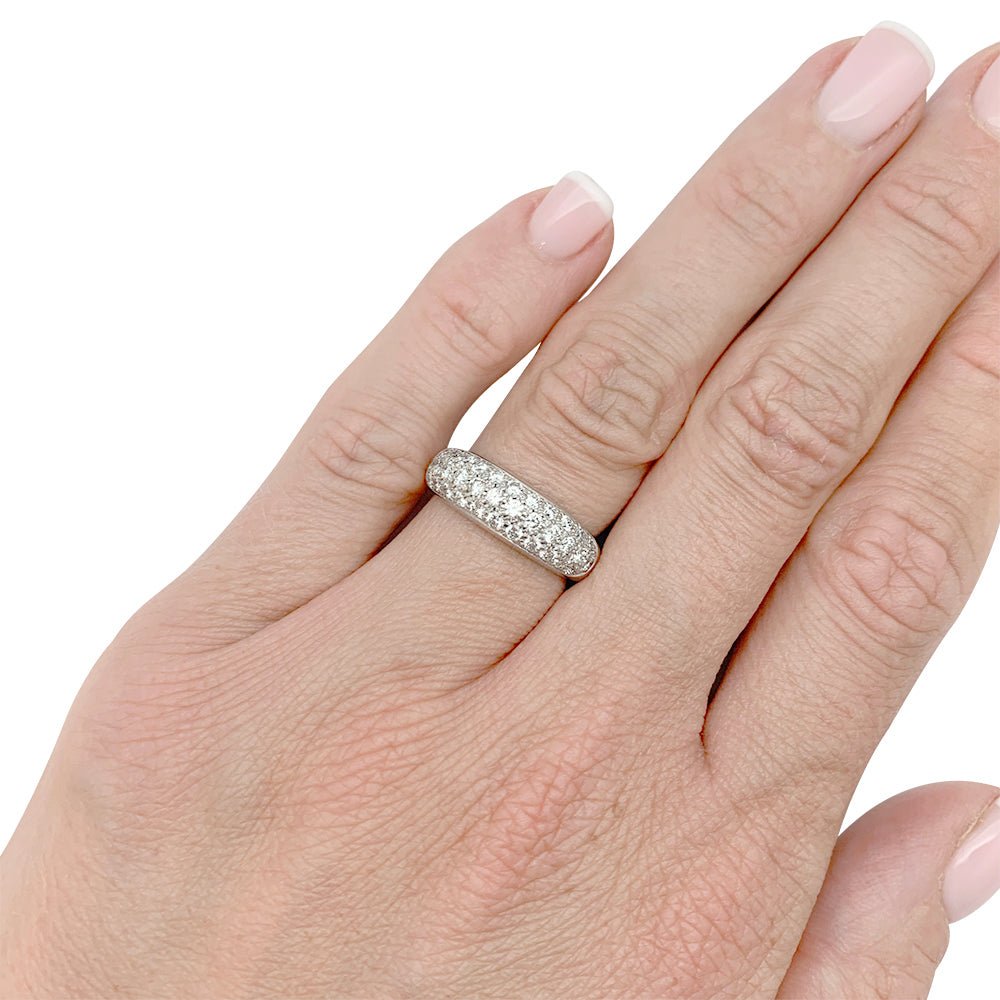 Bague jonc en or blanc, diamants - Castafiore