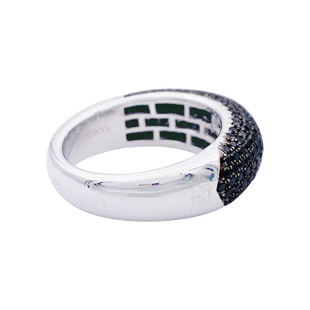 Bague Jonc en or blanc et diamants noirs - Castafiore