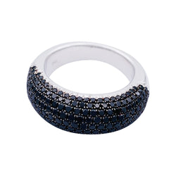 Bague Jonc en or blanc et diamants noirs - Castafiore