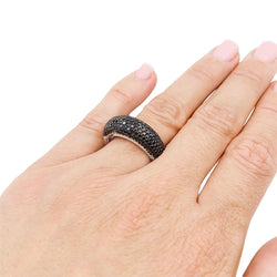 Bague Jonc en or blanc et diamants noirs - Castafiore