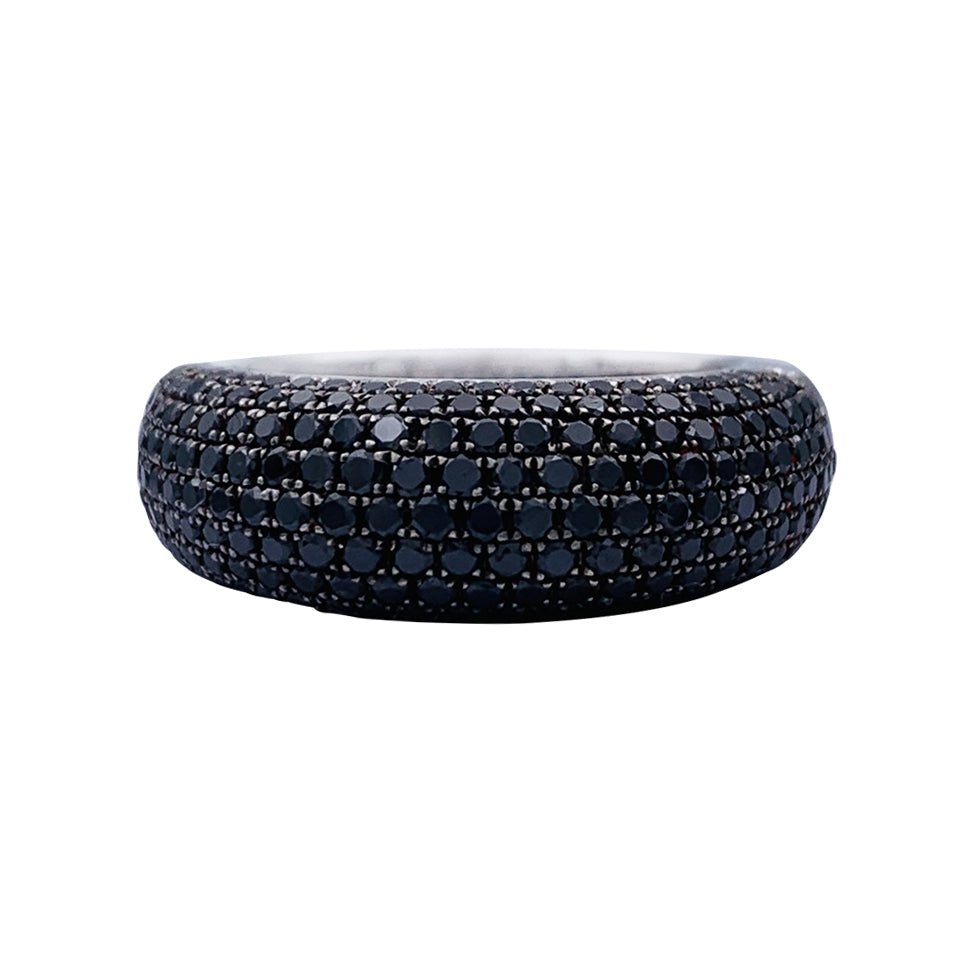 Bague Jonc en or blanc et diamants noirs - Castafiore