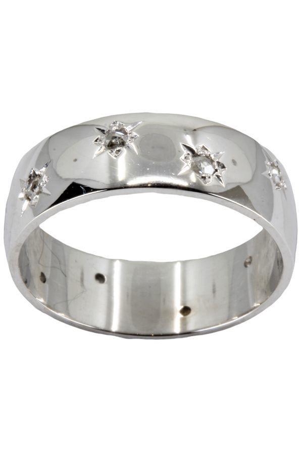 Bague Jonc En Or Blanc Et En Diamants - Castafiore