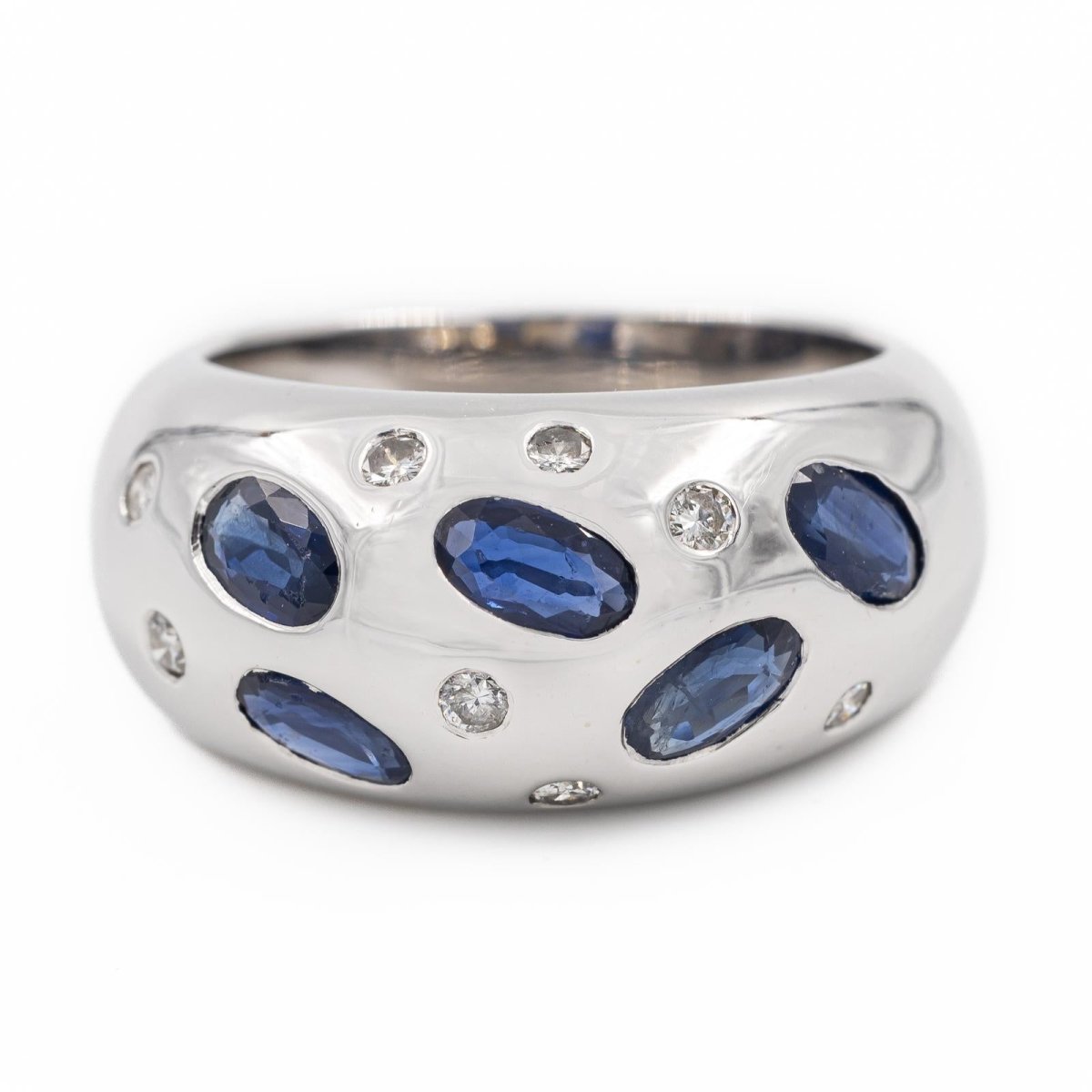 Bague Jonc en or blanc et saphirs et diamants - Castafiore