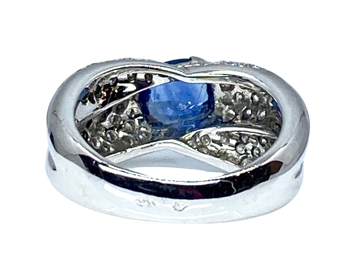 Bague Jonc en or blanc saphir et diamants - Castafiore