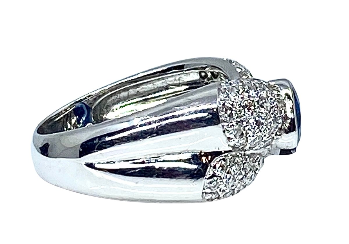 Bague Jonc en or blanc saphir et diamants - Castafiore