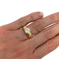 Bague jonc en or jaune, diamant 1,27 carat - Castafiore