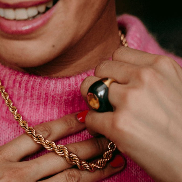 Bague jonc en or jaune et citrine - Castafiore