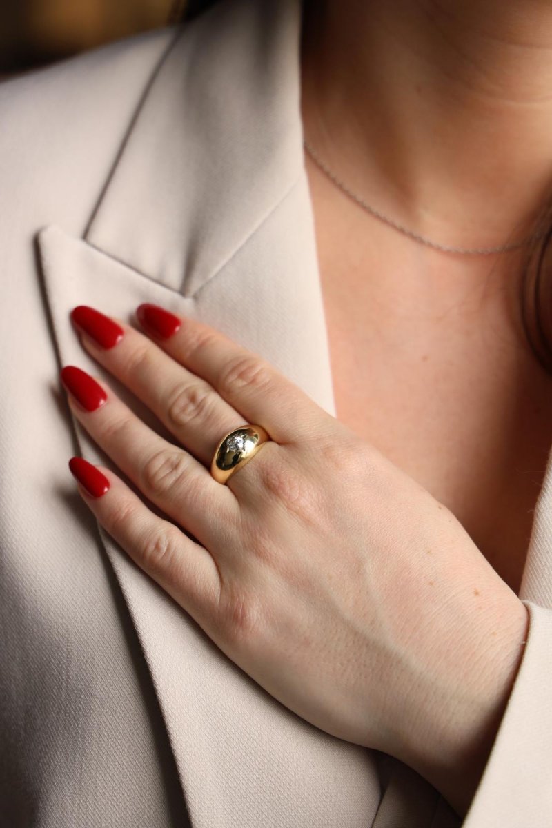 Bague Jonc en or jaune et diamant - Castafiore