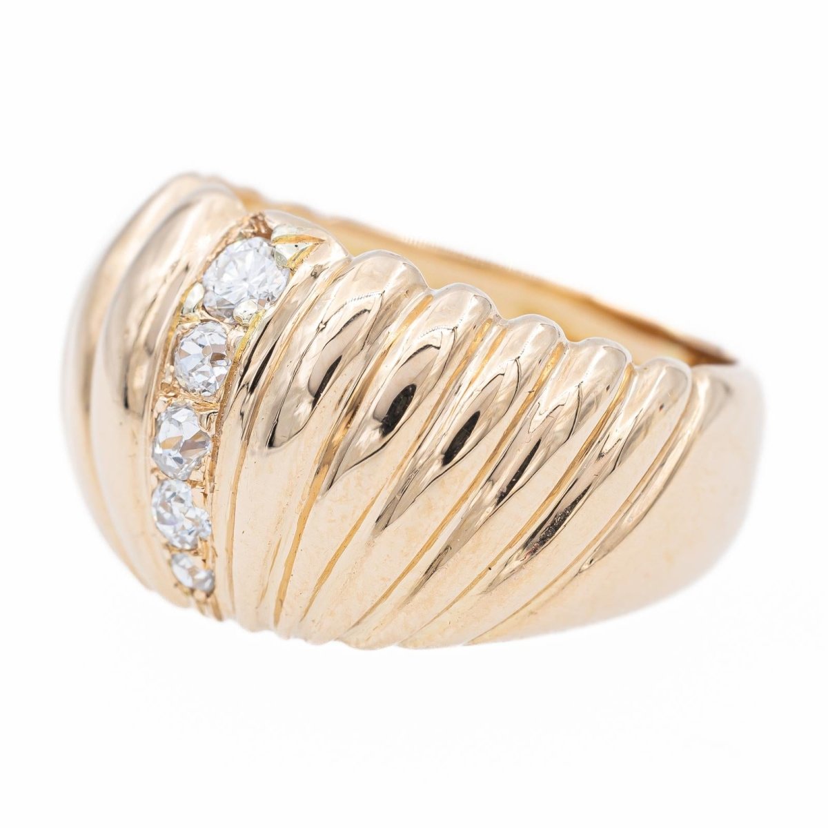Bague Jonc en or jaune et diamants - Castafiore