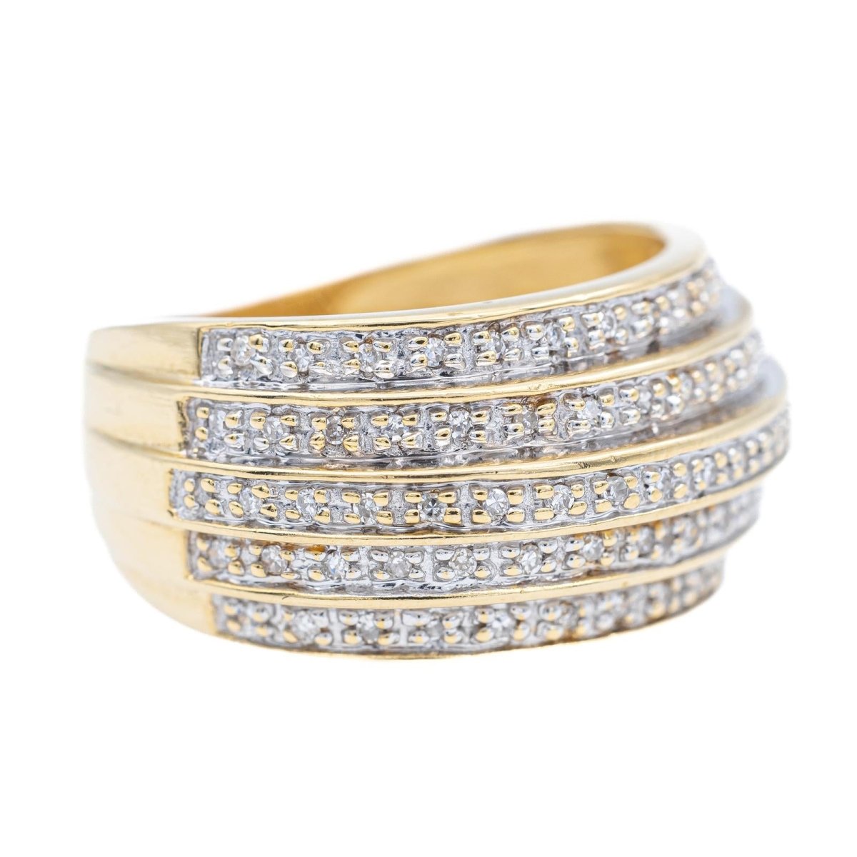 Bague Jonc en or jaune et diamants - Castafiore