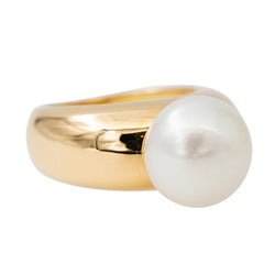 Bague Jonc en or jaune et perle - Castafiore