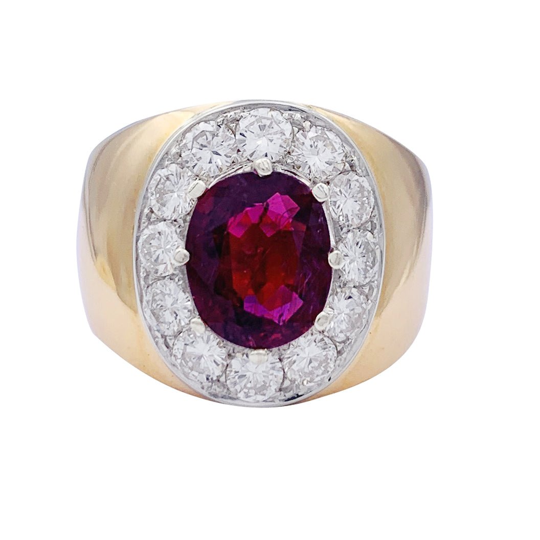 Bague Jonc en or jaune, or blanc, rubis et diamants - Castafiore