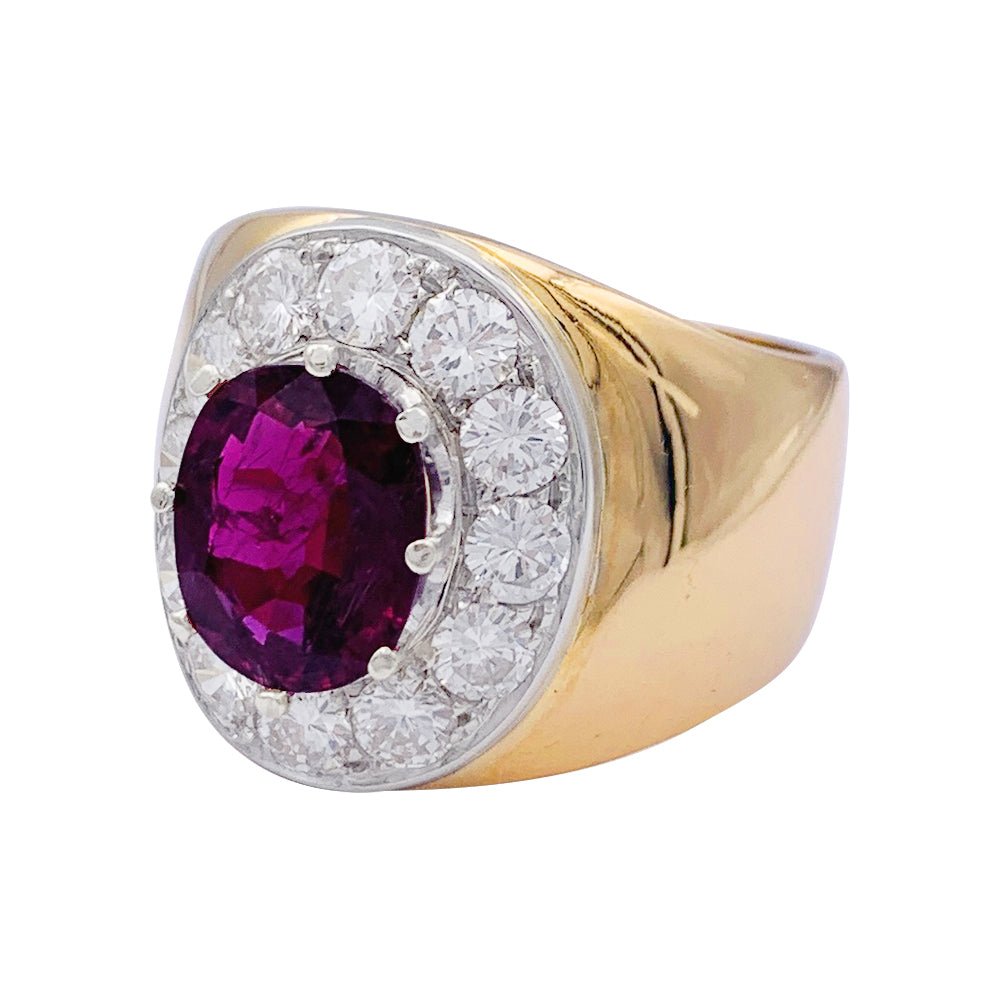 Bague Jonc en or jaune, or blanc, rubis et diamants - Castafiore