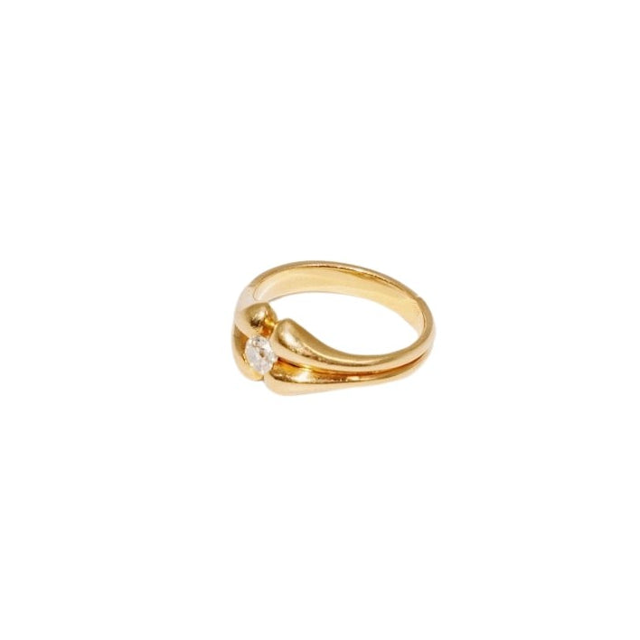 Bague jonc en or jaune ornée d'un diamant - Castafiore