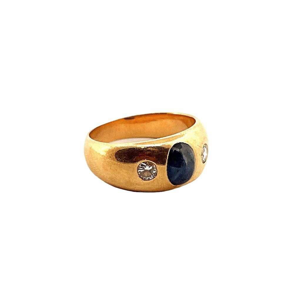 Bague Jonc en or jaune, saphir et diamant - Castafiore