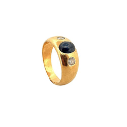 Bague Jonc en or jaune, saphir et diamant - Castafiore