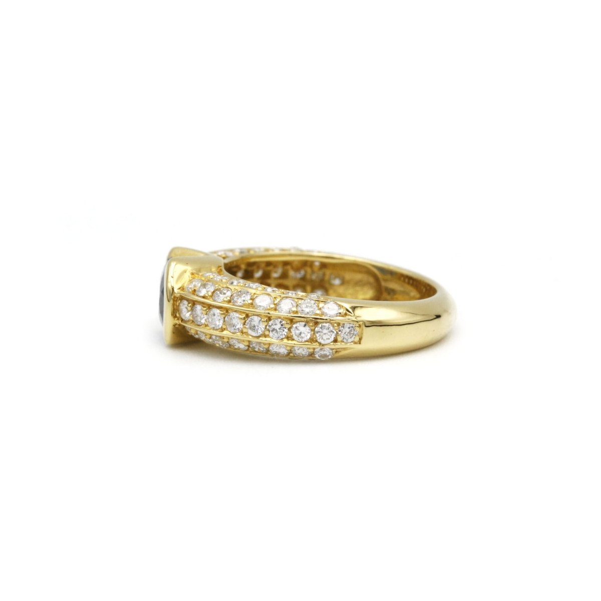 Bague Jonc en or jaune, saphir et diamants - Castafiore