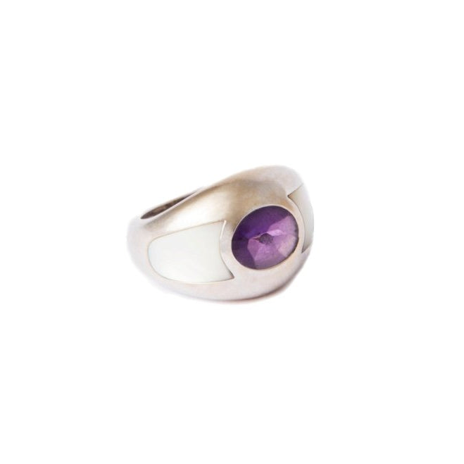 Bague Jonc MAUBOUSSIN "Aloha", en or blanc et améthyste - Castafiore