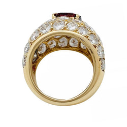 Bague Jonc M.GÉRARD en or jaune, diamants et rubis - Castafiore