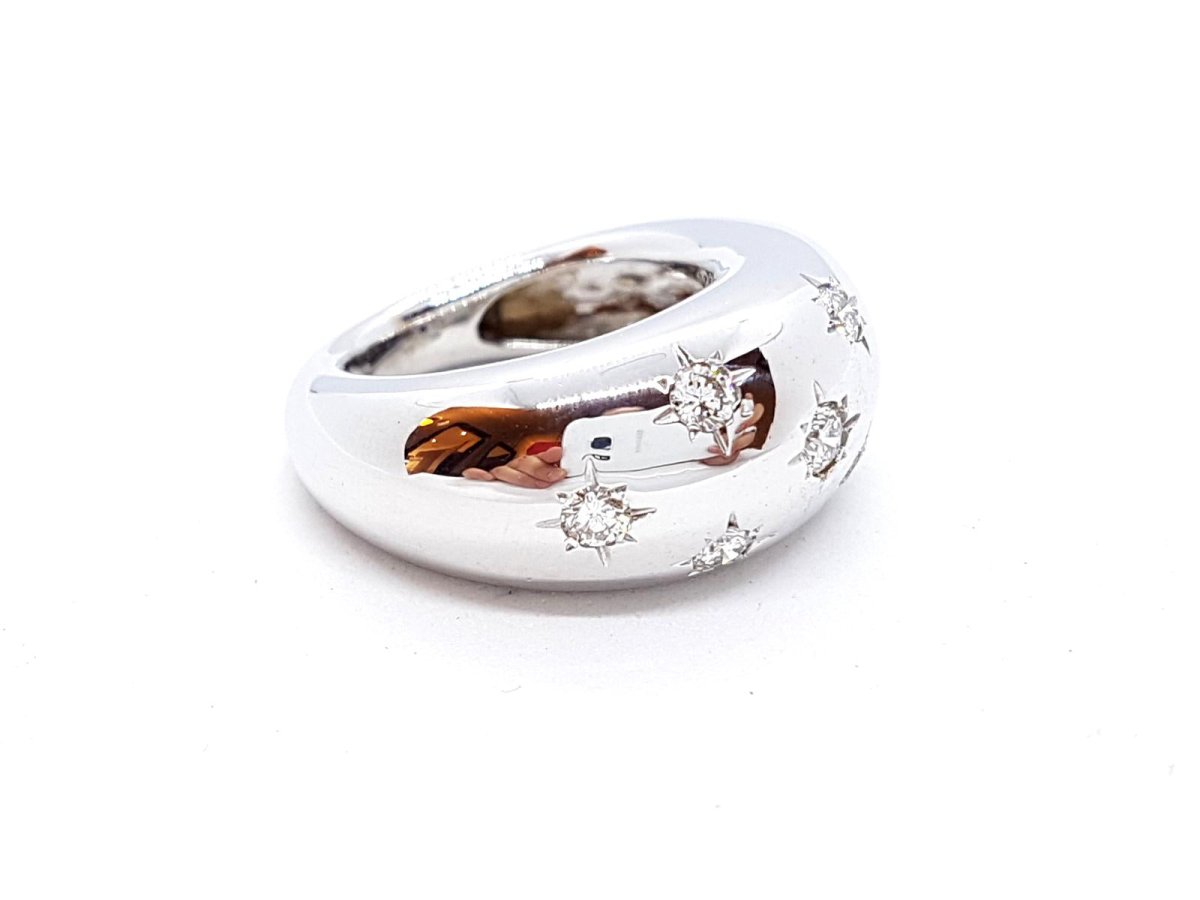 Bague Jonc Or blanc Diamant - Castafiore