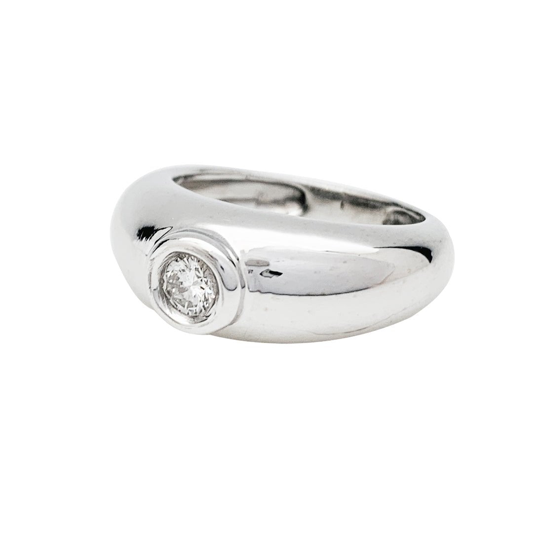 Bague jonc, or blanc, diamant - Castafiore