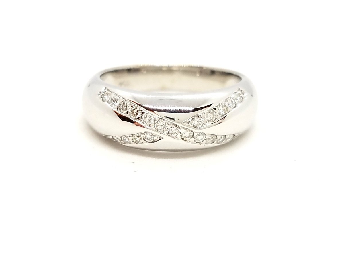 Bague Jonc Or blanc Diamant - Castafiore