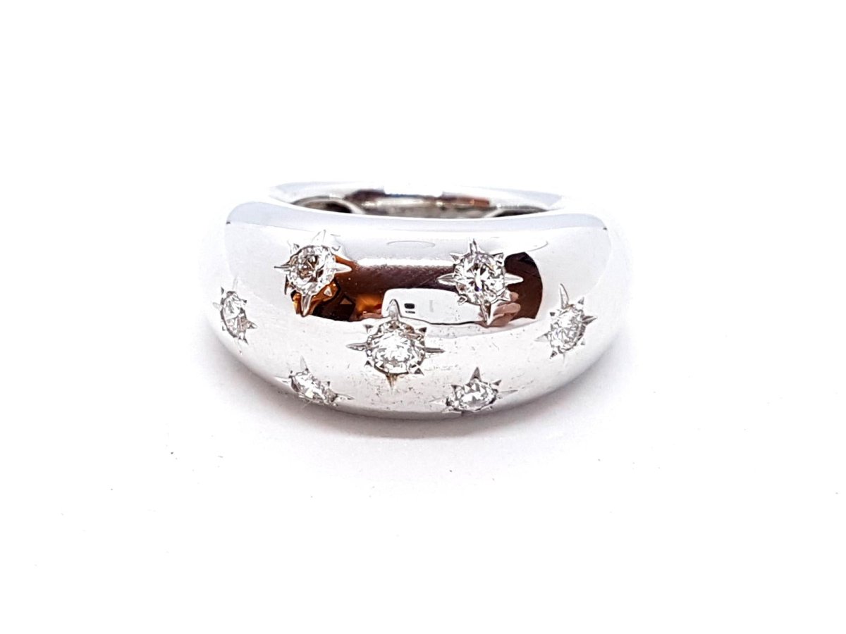 Bague Jonc Or blanc Diamant - Castafiore