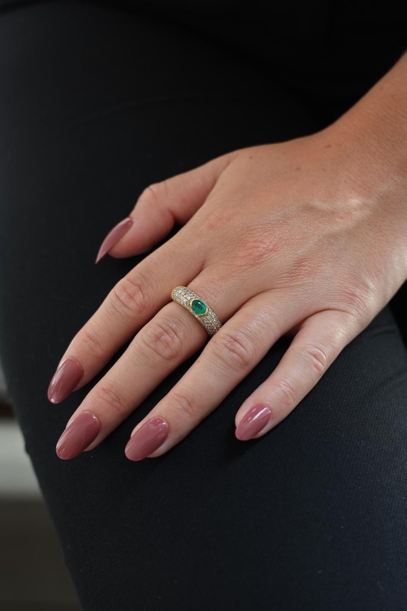Bague Jonc Or jaune Emeraude - Castafiore