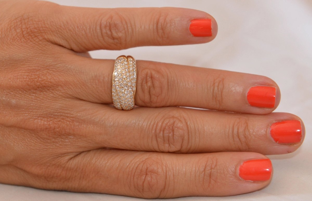 Bague jonc or jaune entièrement pavée de diamant - Castafiore