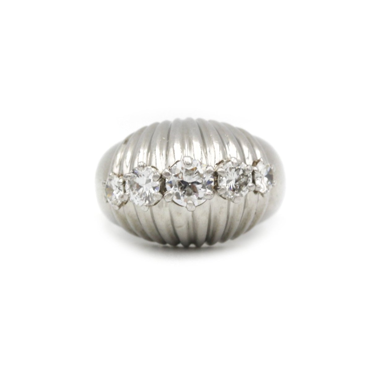 Bague Jonc platine et diamants - Castafiore