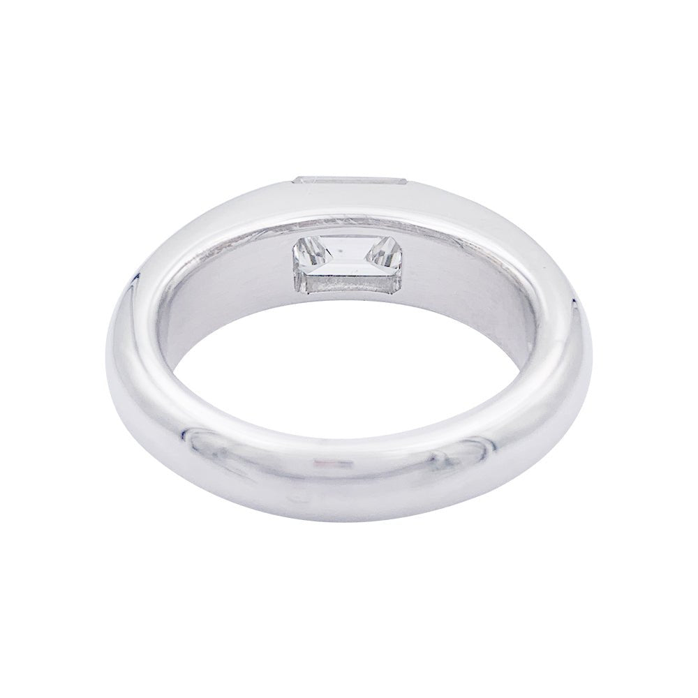 Bague jonc sertie d'une diamant taille émeraude - Castafiore