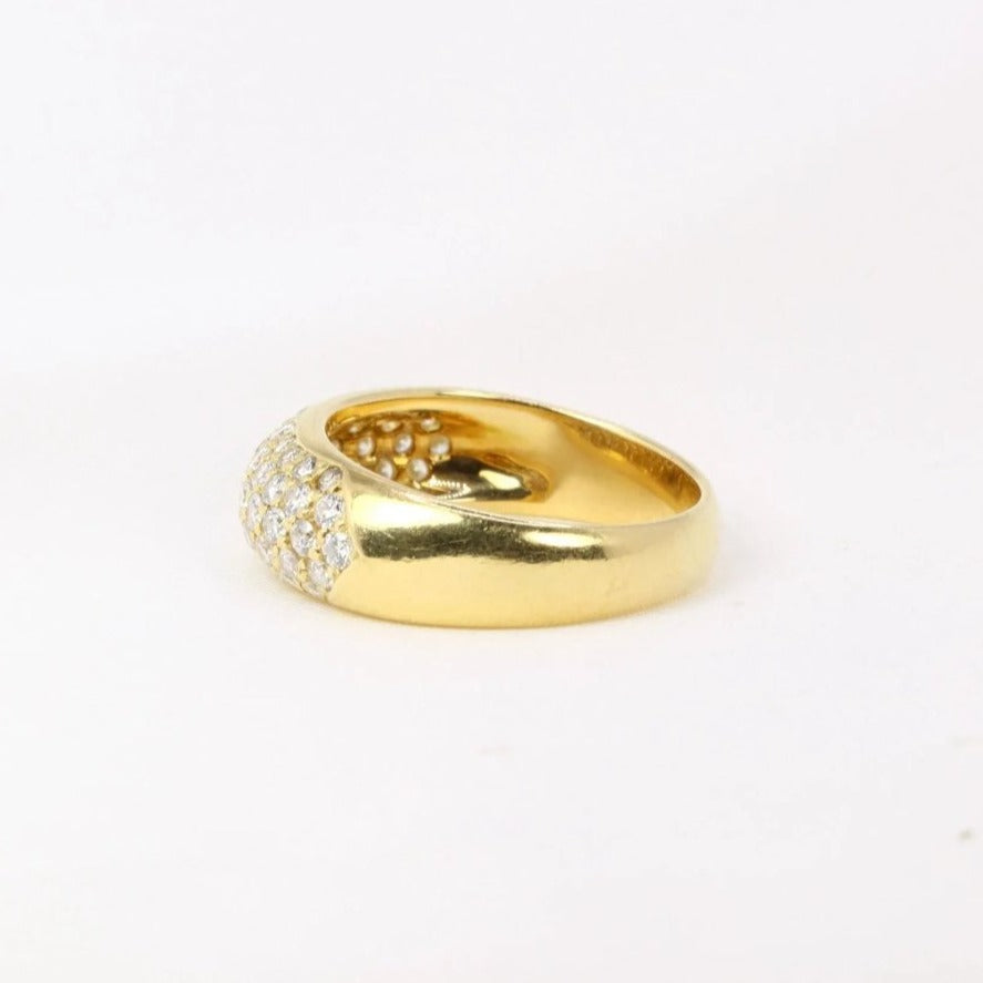 Bague jonc vintage en or pavée de diamants - Castafiore