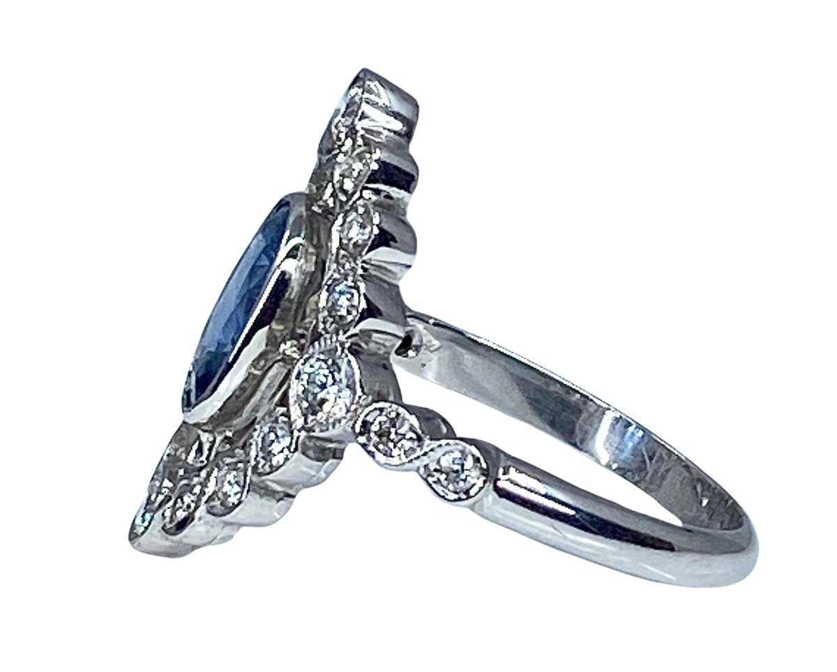 Bague Or Blanc Saphir Et Diamants
