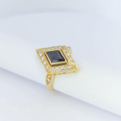Bague Losange or jaune diamants et saphir - Castafiore