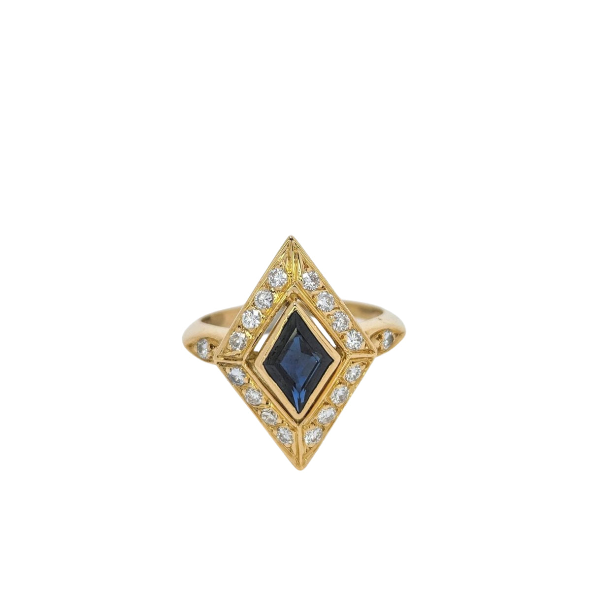 Bague Losange or jaune diamants et saphir - Castafiore