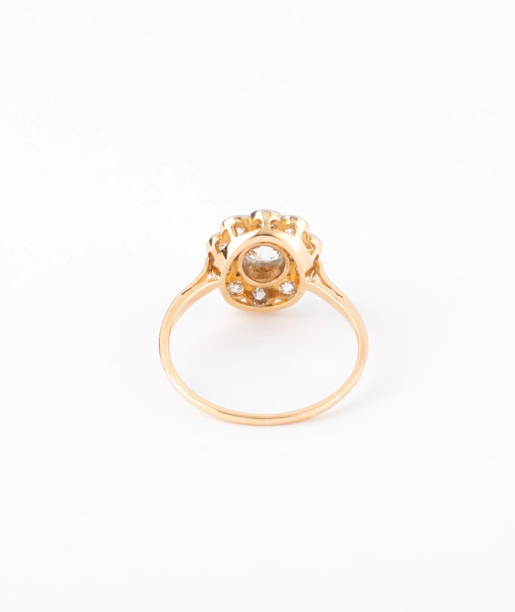 Bague marguerite ancienne en or et diamant - Castafiore