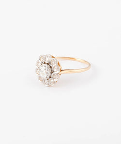 Bague marguerite ancienne en or et diamant - Castafiore