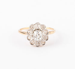 Bague marguerite ancienne en or et diamant - Castafiore