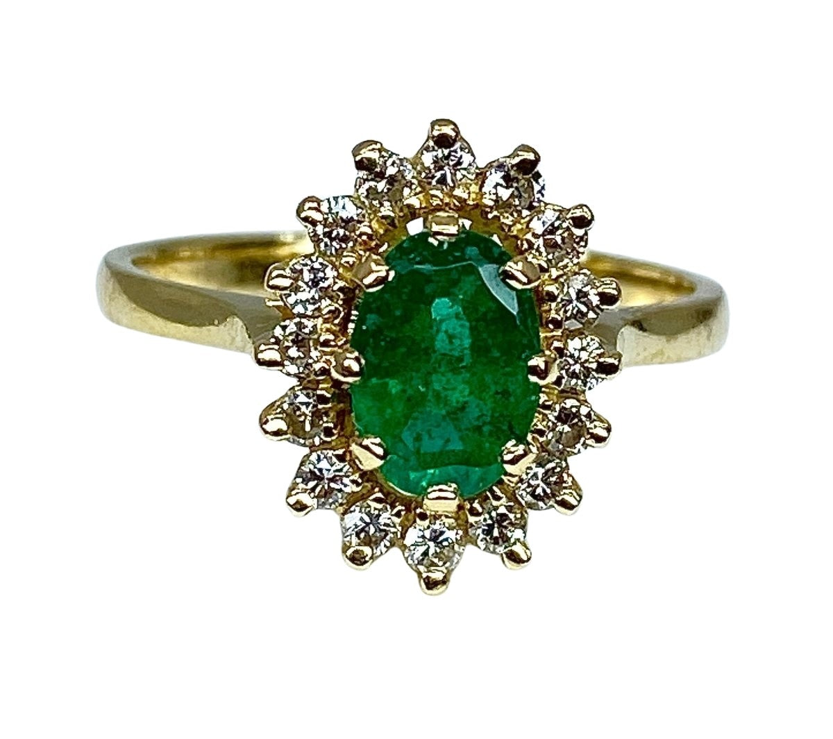 Bague marguerite en or 18 carats en émeraude et diamants - Castafiore