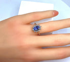 Bague marguerite en or 18 carats en saphir ceylan et diamants