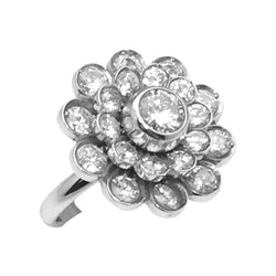 Bague marguerite en or blanc, diamants - Castafiore