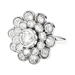 Bague marguerite en or blanc, diamants - Castafiore