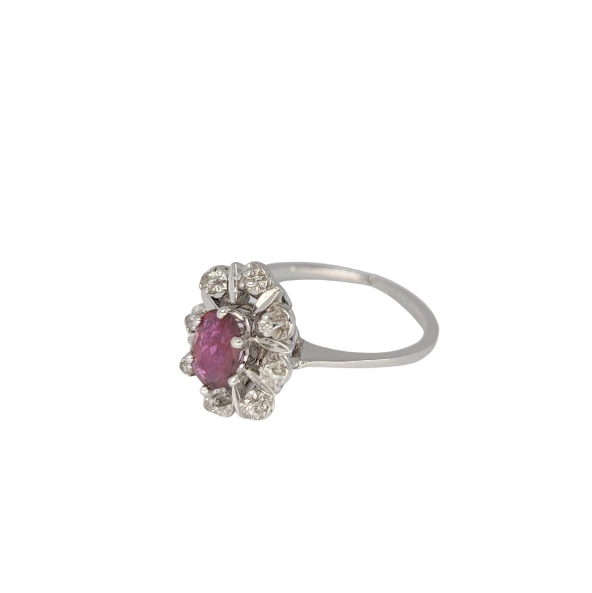 Bague Marguerite en or blanc diamants et rubis - Castafiore