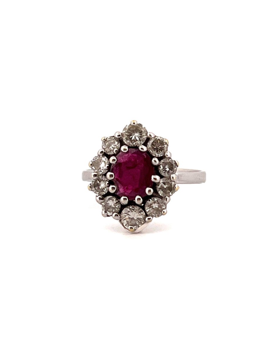 Bague Marguerite en or blanc et en rubis et diamants - Castafiore