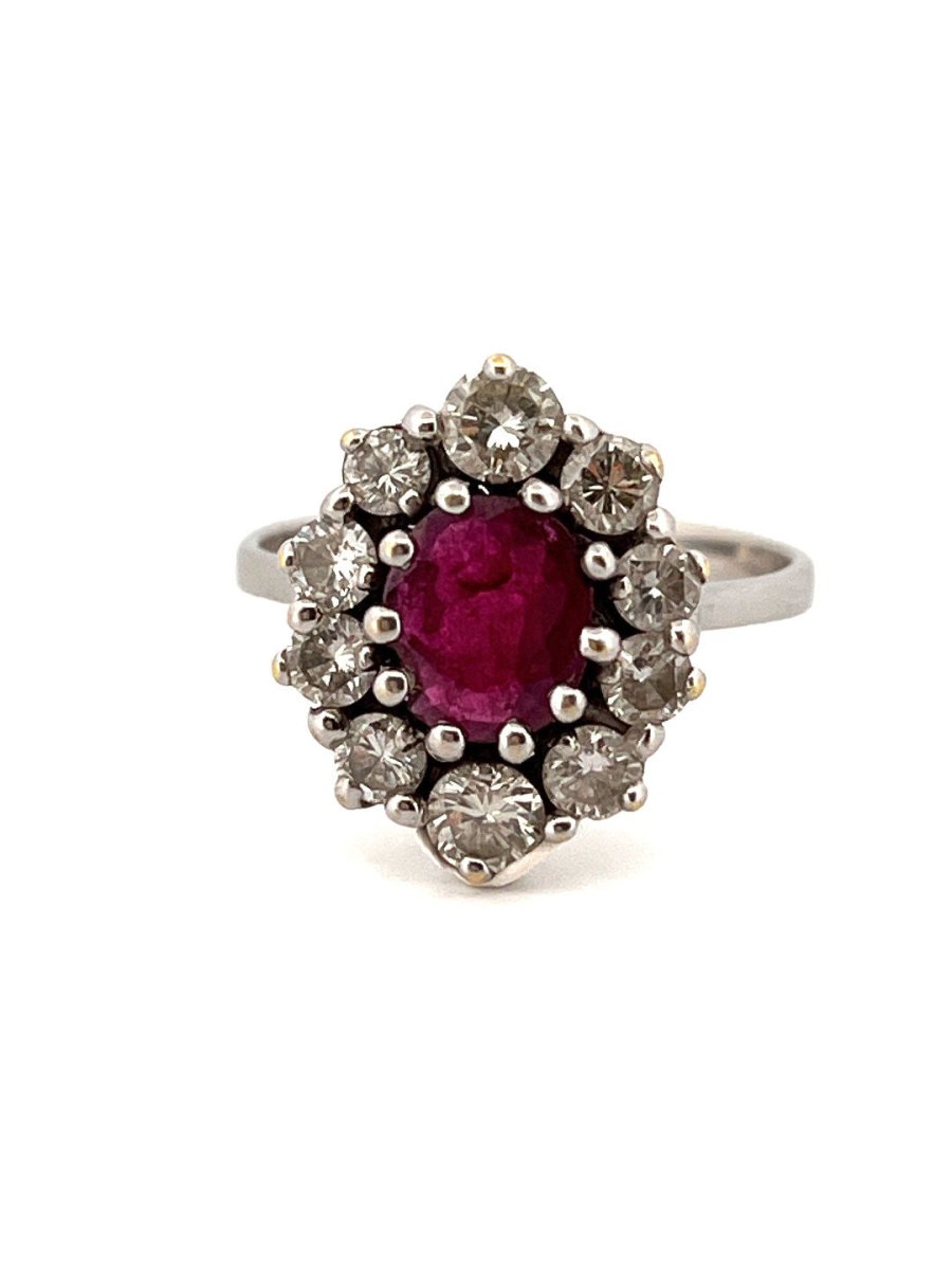 Bague Marguerite en or blanc et en rubis et diamants - Castafiore