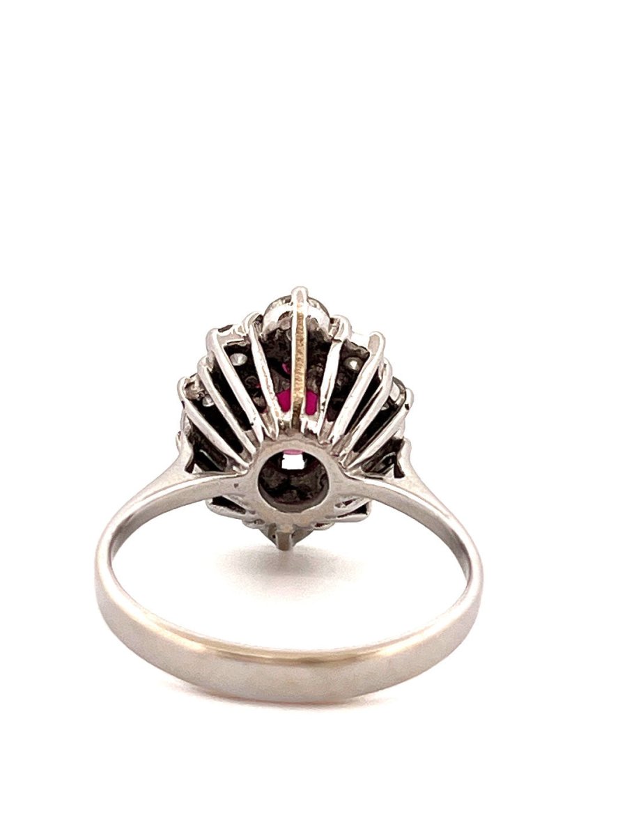 Bague Marguerite en or blanc et en rubis et diamants - Castafiore