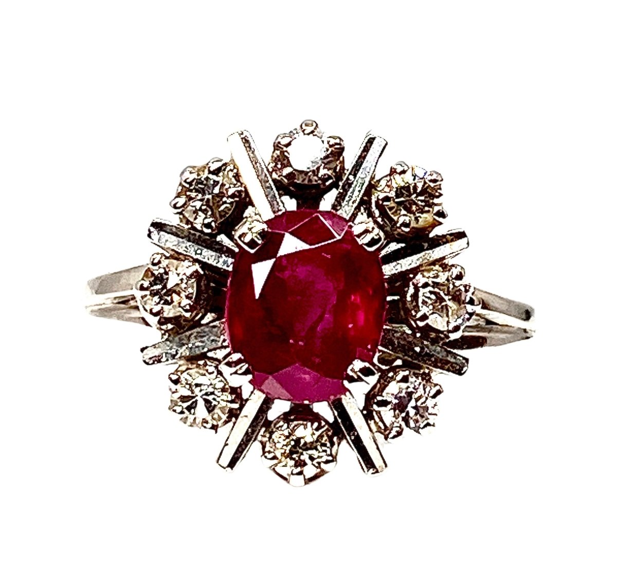 Bague Marguerite en or blanc rubis et diamants - Castafiore