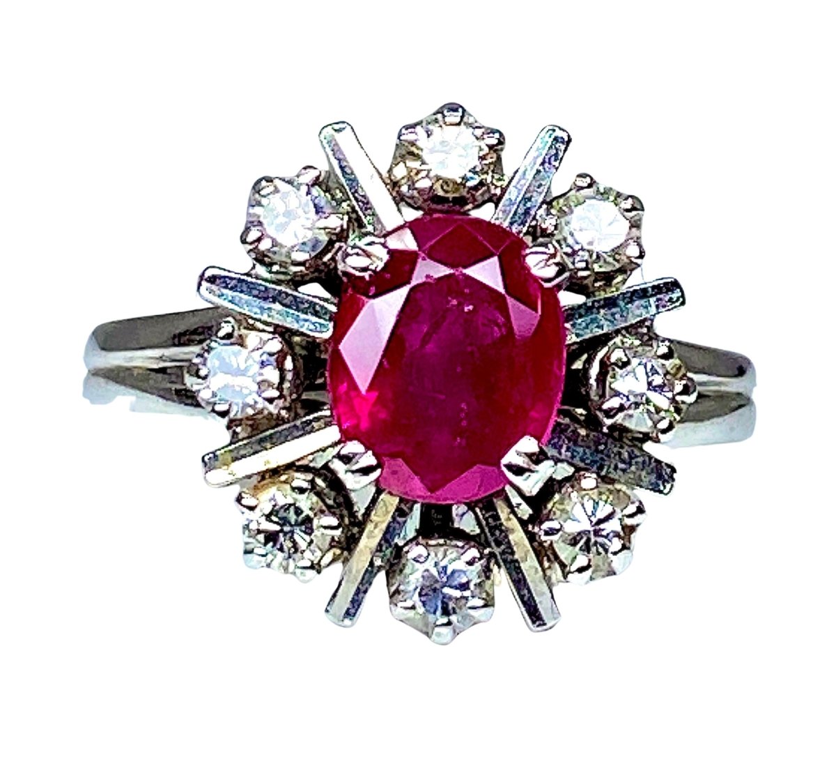 Bague Marguerite en or blanc rubis et diamants - Castafiore