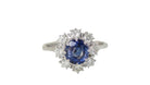 Bague Marguerite en or blanc, saphir et diamants - Castafiore